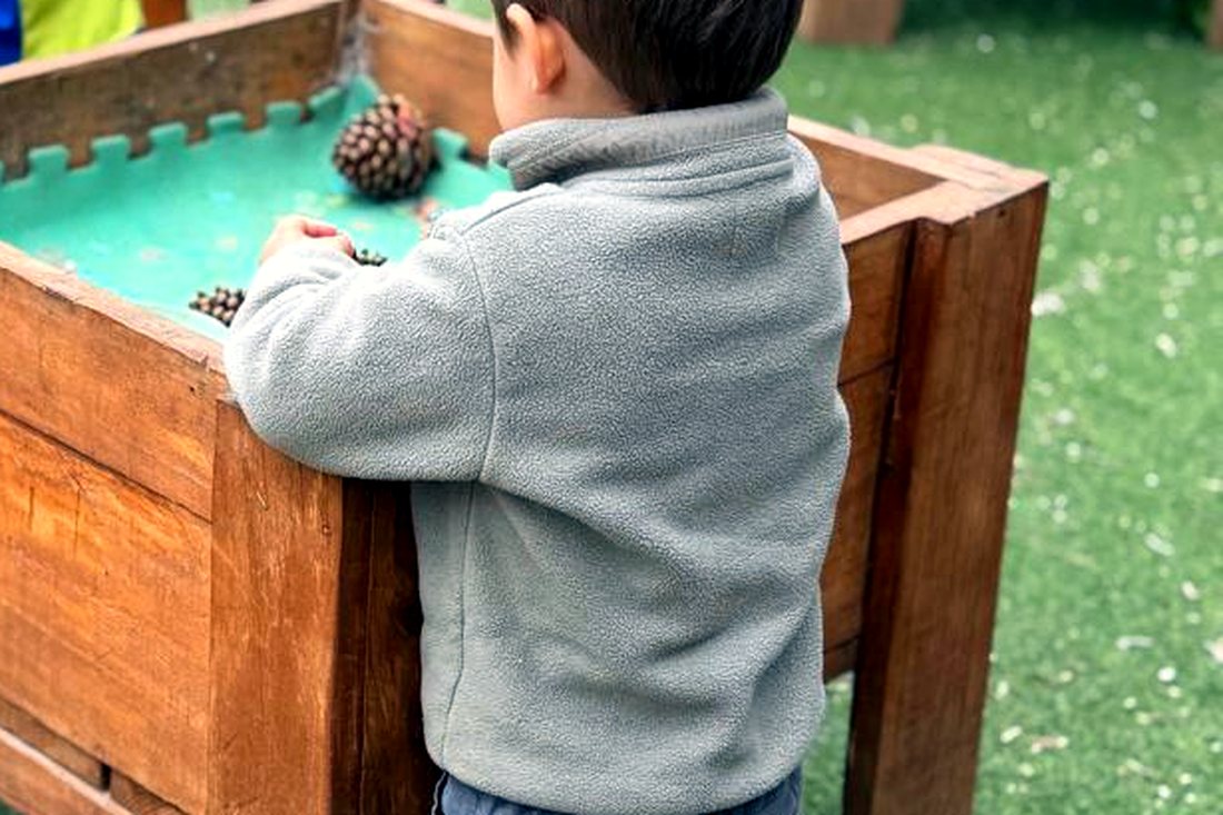 Manos de niños explorando la tierra del huerto